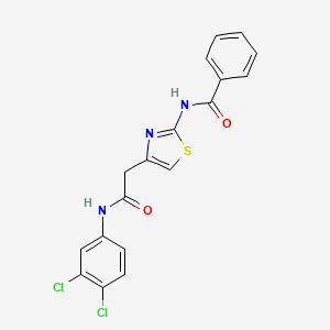 molecular formula C18H13Cl2N3O2S B6545471 N-(4-{[(3,4-dichlorophenyl)carbamoyl]methyl}-1,3-thiazol-2-yl)benzamide CAS No. 946304-78-5