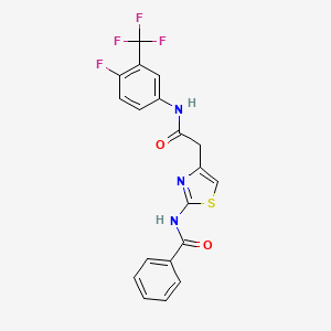 molecular formula C19H13F4N3O2S B6545487 N-[4-({[4-fluoro-3-(trifluoromethyl)phenyl]carbamoyl}methyl)-1,3-thiazol-2-yl]benzamide CAS No. 946273-67-2