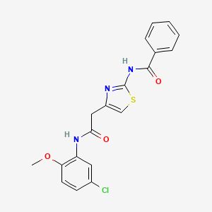 molecular formula C19H16ClN3O3S B6545490 N-(4-{[(5-chloro-2-methoxyphenyl)carbamoyl]methyl}-1,3-thiazol-2-yl)benzamide CAS No. 946203-55-0