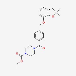 molecular formula C25H30N2O5 B6545586 ethyl 4-(4-{[(2,2-dimethyl-2,3-dihydro-1-benzofuran-7-yl)oxy]methyl}benzoyl)piperazine-1-carboxylate CAS No. 946204-96-2