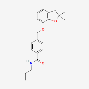 molecular formula C21H25NO3 B6545604 4-{[(2,2-dimethyl-2,3-dihydro-1-benzofuran-7-yl)oxy]methyl}-N-propylbenzamide CAS No. 946306-50-9