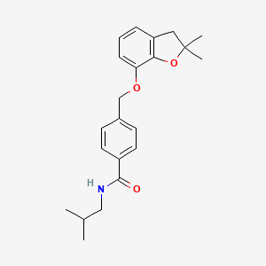 molecular formula C22H27NO3 B6545612 4-{[(2,2-dimethyl-2,3-dihydro-1-benzofuran-7-yl)oxy]methyl}-N-(2-methylpropyl)benzamide CAS No. 946359-00-8