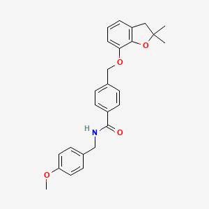 molecular formula C26H27NO4 B6545620 4-{[(2,2-dimethyl-2,3-dihydro-1-benzofuran-7-yl)oxy]methyl}-N-[(4-methoxyphenyl)methyl]benzamide CAS No. 946359-03-1