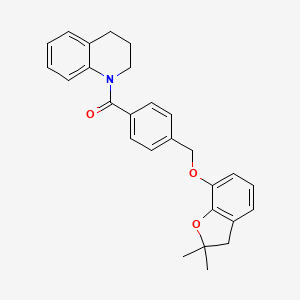 molecular formula C27H27NO3 B6545625 1-(4-{[(2,2-dimethyl-2,3-dihydro-1-benzofuran-7-yl)oxy]methyl}benzoyl)-1,2,3,4-tetrahydroquinoline CAS No. 946306-62-3
