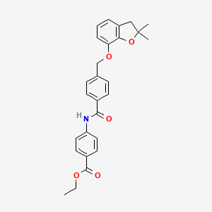 molecular formula C27H27NO5 B6545675 ethyl 4-(4-{[(2,2-dimethyl-2,3-dihydro-1-benzofuran-7-yl)oxy]methyl}benzamido)benzoate CAS No. 946359-28-0
