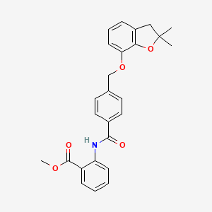 molecular formula C26H25NO5 B6545682 methyl 2-(4-{[(2,2-dimethyl-2,3-dihydro-1-benzofuran-7-yl)oxy]methyl}benzamido)benzoate CAS No. 946275-65-6