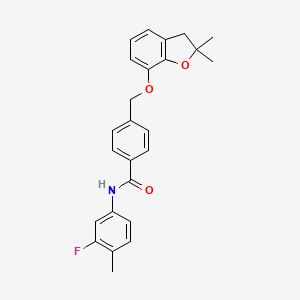 molecular formula C25H24FNO3 B6545741 4-{[(2,2-dimethyl-2,3-dihydro-1-benzofuran-7-yl)oxy]methyl}-N-(3-fluoro-4-methylphenyl)benzamide CAS No. 946275-89-4