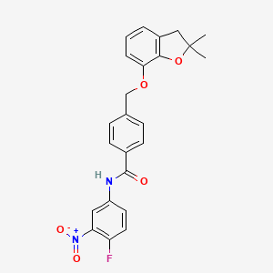 molecular formula C24H21FN2O5 B6545761 4-{[(2,2-dimethyl-2,3-dihydro-1-benzofuran-7-yl)oxy]methyl}-N-(4-fluoro-3-nitrophenyl)benzamide CAS No. 946359-56-4