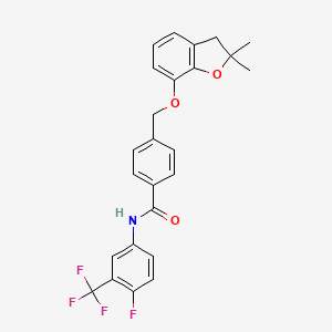 molecular formula C25H21F4NO3 B6545768 4-{[(2,2-dimethyl-2,3-dihydro-1-benzofuran-7-yl)oxy]methyl}-N-[4-fluoro-3-(trifluoromethyl)phenyl]benzamide CAS No. 946359-60-0