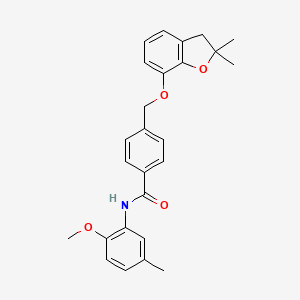 molecular formula C26H27NO4 B6545771 4-{[(2,2-dimethyl-2,3-dihydro-1-benzofuran-7-yl)oxy]methyl}-N-(2-methoxy-5-methylphenyl)benzamide CAS No. 946307-17-1