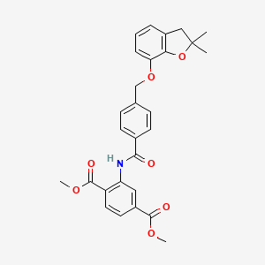 molecular formula C28H27NO7 B6545774 1,4-dimethyl 2-(4-{[(2,2-dimethyl-2,3-dihydro-1-benzofuran-7-yl)oxy]methyl}benzamido)benzene-1,4-dicarboxylate CAS No. 946205-63-6