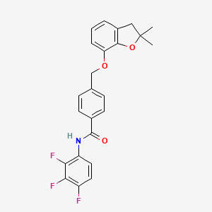 molecular formula C24H20F3NO3 B6545782 4-{[(2,2-dimethyl-2,3-dihydro-1-benzofuran-7-yl)oxy]methyl}-N-(2,3,4-trifluorophenyl)benzamide CAS No. 946205-66-9