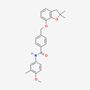 molecular formula C26H27NO4 B6545795 4-{[(2,2-dimethyl-2,3-dihydro-1-benzofuran-7-yl)oxy]methyl}-N-(4-methoxy-3-methylphenyl)benzamide CAS No. 946307-29-5