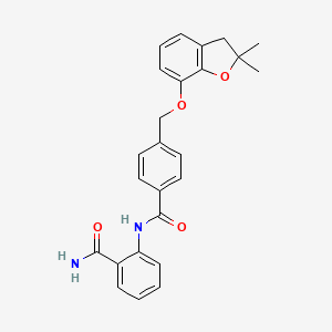 molecular formula C25H24N2O4 B6545806 2-(4-{[(2,2-dimethyl-2,3-dihydro-1-benzofuran-7-yl)oxy]methyl}benzamido)benzamide CAS No. 946307-33-1