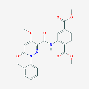 molecular formula C23H21N3O7 B6545851 1,4-dimethyl 2-[4-methoxy-1-(2-methylphenyl)-6-oxo-1,6-dihydropyridazine-3-amido]benzene-1,4-dicarboxylate CAS No. 946230-43-9