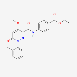 molecular formula C22H21N3O5 B6545857 ethyl 4-[4-methoxy-1-(2-methylphenyl)-6-oxo-1,6-dihydropyridazine-3-amido]benzoate CAS No. 946380-02-5