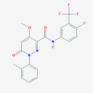molecular formula C20H15F4N3O3 B6545874 N-[4-fluoro-3-(trifluoromethyl)phenyl]-4-methoxy-1-(2-methylphenyl)-6-oxo-1,6-dihydropyridazine-3-carboxamide CAS No. 946380-05-8