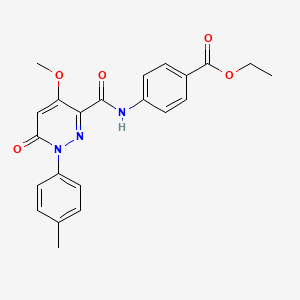 molecular formula C22H21N3O5 B6545877 ethyl 4-[4-methoxy-1-(4-methylphenyl)-6-oxo-1,6-dihydropyridazine-3-amido]benzoate CAS No. 946333-55-7