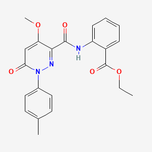 molecular formula C22H21N3O5 B6545914 ethyl 2-[4-methoxy-1-(4-methylphenyl)-6-oxo-1,6-dihydropyridazine-3-amido]benzoate CAS No. 946333-63-7