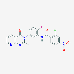 molecular formula C21H13ClFN5O4 B6545959 2-chloro-N-(2-fluoro-5-{2-methyl-4-oxo-3H,4H-pyrido[2,3-d]pyrimidin-3-yl}phenyl)-4-nitrobenzamide CAS No. 921818-32-8