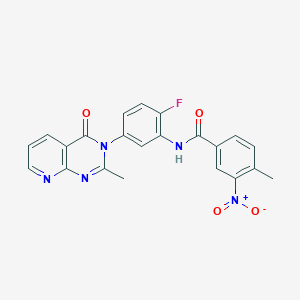 molecular formula C22H16FN5O4 B6545960 N-(2-fluoro-5-{2-methyl-4-oxo-3H,4H-pyrido[2,3-d]pyrimidin-3-yl}phenyl)-4-methyl-3-nitrobenzamide CAS No. 921565-36-8