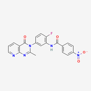 molecular formula C21H14FN5O4 B6545962 N-(2-fluoro-5-{2-methyl-4-oxo-3H,4H-pyrido[2,3-d]pyrimidin-3-yl}phenyl)-4-nitrobenzamide CAS No. 921867-47-2