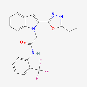 molecular formula C21H17F3N4O2 B6545971 2-[2-(5-ethyl-1,3,4-oxadiazol-2-yl)-1H-indol-1-yl]-N-[2-(trifluoromethyl)phenyl]acetamide CAS No. 946381-17-5