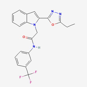 molecular formula C21H17F3N4O2 B6545974 2-[2-(5-ethyl-1,3,4-oxadiazol-2-yl)-1H-indol-1-yl]-N-[3-(trifluoromethyl)phenyl]acetamide CAS No. 946256-67-3