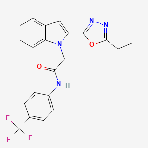 molecular formula C21H17F3N4O2 B6545981 2-[2-(5-ethyl-1,3,4-oxadiazol-2-yl)-1H-indol-1-yl]-N-[4-(trifluoromethyl)phenyl]acetamide CAS No. 946231-66-9