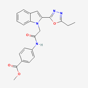 molecular formula C22H20N4O4 B6545995 methyl 4-{2-[2-(5-ethyl-1,3,4-oxadiazol-2-yl)-1H-indol-1-yl]acetamido}benzoate CAS No. 946231-70-5