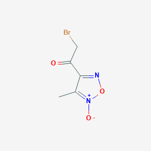 molecular formula C5H5BrN2O3 B065460 Ethanone, 2-bromo-1-(4-methyl-5-oxido-1,2,5-oxadiazol-3-yl)- CAS No. 165067-00-5