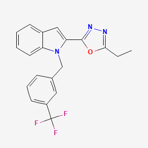 molecular formula C20H16F3N3O B6546001 2-(5-ethyl-1,3,4-oxadiazol-2-yl)-1-{[3-(trifluoromethyl)phenyl]methyl}-1H-indole CAS No. 946256-83-3
