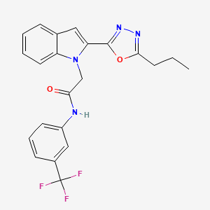 molecular formula C22H19F3N4O2 B6546008 2-[2-(5-propyl-1,3,4-oxadiazol-2-yl)-1H-indol-1-yl]-N-[3-(trifluoromethyl)phenyl]acetamide CAS No. 946381-77-7