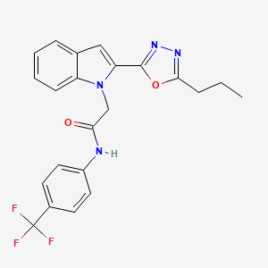 molecular formula C22H19F3N4O2 B6546011 2-[2-(5-propyl-1,3,4-oxadiazol-2-yl)-1H-indol-1-yl]-N-[4-(trifluoromethyl)phenyl]acetamide CAS No. 946257-23-4