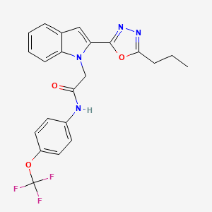 molecular formula C22H19F3N4O3 B6546013 2-[2-(5-propyl-1,3,4-oxadiazol-2-yl)-1H-indol-1-yl]-N-[4-(trifluoromethoxy)phenyl]acetamide CAS No. 946232-22-0