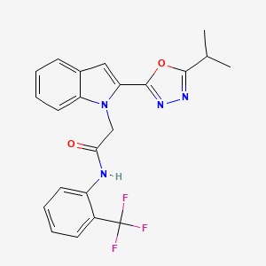 molecular formula C22H19F3N4O2 B6546027 2-{2-[5-(propan-2-yl)-1,3,4-oxadiazol-2-yl]-1H-indol-1-yl}-N-[2-(trifluoromethyl)phenyl]acetamide CAS No. 946232-81-1