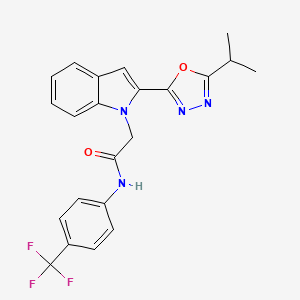 molecular formula C22H19F3N4O2 B6546032 2-{2-[5-(propan-2-yl)-1,3,4-oxadiazol-2-yl]-1H-indol-1-yl}-N-[4-(trifluoromethyl)phenyl]acetamide CAS No. 946382-35-0