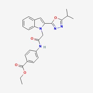 ethyl 4-(2-{2-[5-(propan-2-yl)-1,3,4-oxadiazol-2-yl]-1H-indol-1-yl}acetamido)benzoate