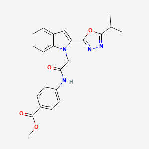 molecular formula C23H22N4O4 B6546045 methyl 4-(2-{2-[5-(propan-2-yl)-1,3,4-oxadiazol-2-yl]-1H-indol-1-yl}acetamido)benzoate CAS No. 946382-39-4