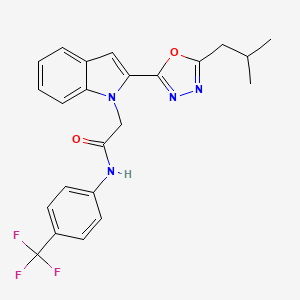 molecular formula C23H21F3N4O2 B6546062 2-{2-[5-(2-methylpropyl)-1,3,4-oxadiazol-2-yl]-1H-indol-1-yl}-N-[4-(trifluoromethyl)phenyl]acetamide CAS No. 946362-14-7