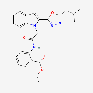 ethyl 2-(2-{2-[5-(2-methylpropyl)-1,3,4-oxadiazol-2-yl]-1H-indol-1-yl}acetamido)benzoate