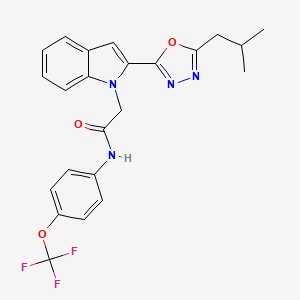 molecular formula C23H21F3N4O3 B6546072 2-{2-[5-(2-methylpropyl)-1,3,4-oxadiazol-2-yl]-1H-indol-1-yl}-N-[4-(trifluoromethoxy)phenyl]acetamide CAS No. 946311-29-1