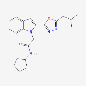 molecular formula C21H26N4O2 B6546085 N-cyclopentyl-2-{2-[5-(2-methylpropyl)-1,3,4-oxadiazol-2-yl]-1H-indol-1-yl}acetamide CAS No. 946233-61-0
