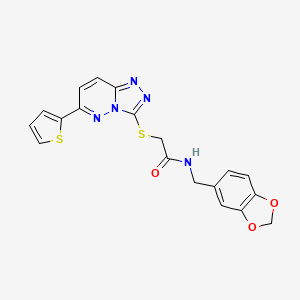molecular formula C19H15N5O3S2 B6546090 N-[(2H-1,3-benzodioxol-5-yl)methyl]-2-{[6-(thiophen-2-yl)-[1,2,4]triazolo[4,3-b]pyridazin-3-yl]sulfanyl}acetamide CAS No. 891101-67-0