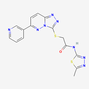 molecular formula C15H12N8OS2 B6546101 N-(5-methyl-1,3,4-thiadiazol-2-yl)-2-{[6-(pyridin-3-yl)-[1,2,4]triazolo[4,3-b]pyridazin-3-yl]sulfanyl}acetamide CAS No. 891108-54-6