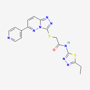 molecular formula C16H14N8OS2 B6546113 N-(5-ethyl-1,3,4-thiadiazol-2-yl)-2-{[6-(pyridin-4-yl)-[1,2,4]triazolo[4,3-b]pyridazin-3-yl]sulfanyl}acetamide CAS No. 891111-61-8