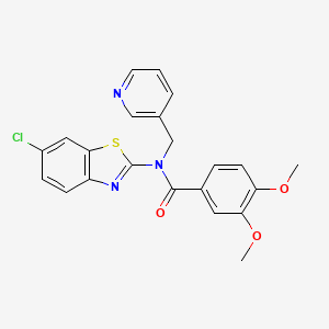 molecular formula C22H18ClN3O3S B6546122 N-(6-chloro-1,3-benzothiazol-2-yl)-3,4-dimethoxy-N-[(pyridin-3-yl)methyl]benzamide CAS No. 895022-63-6