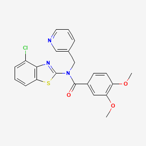 molecular formula C22H18ClN3O3S B6546151 N-(4-chloro-1,3-benzothiazol-2-yl)-3,4-dimethoxy-N-[(pyridin-3-yl)methyl]benzamide CAS No. 895016-10-1