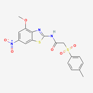molecular formula C17H15N3O6S2 B6546181 N-(4-methoxy-6-nitro-1,3-benzothiazol-2-yl)-2-(4-methylbenzenesulfonyl)acetamide CAS No. 895442-38-3