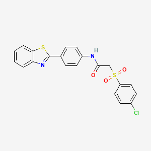 molecular formula C21H15ClN2O3S2 B6546191 N-[4-(1,3-benzothiazol-2-yl)phenyl]-2-(4-chlorobenzenesulfonyl)acetamide CAS No. 895463-93-1
